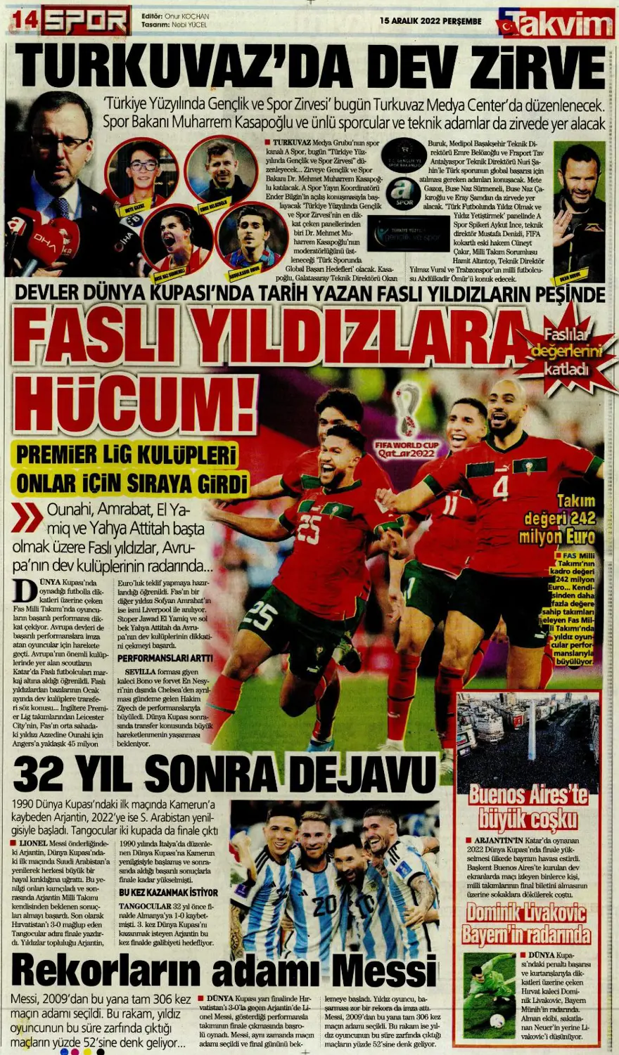 Günün spor manşetleri (15 Aralık 2022) 11 Günün spor manşetleri (15 Aralık 2022) 11