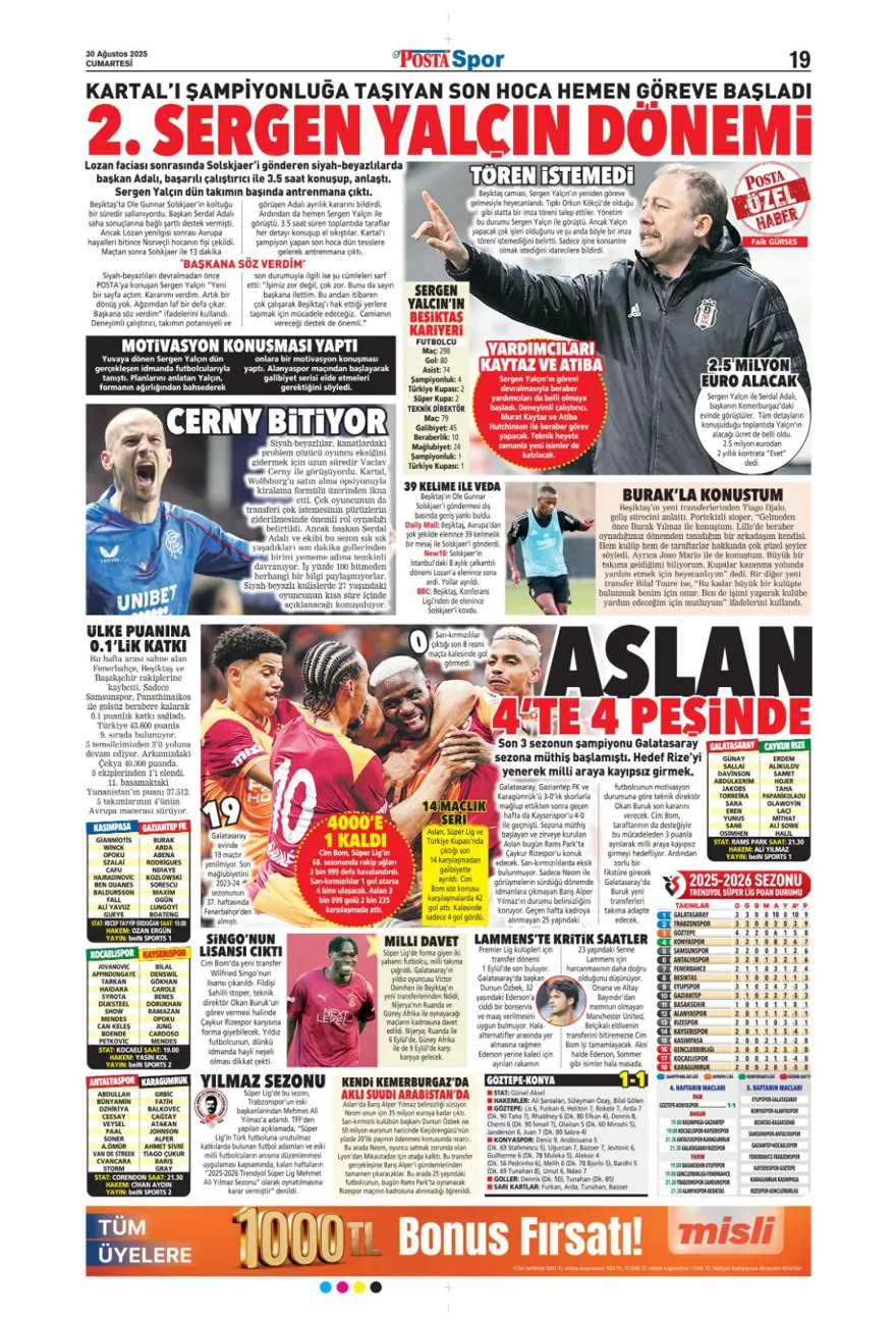 "Beklenen son" (30 Ağustos spor manşetleri) 14