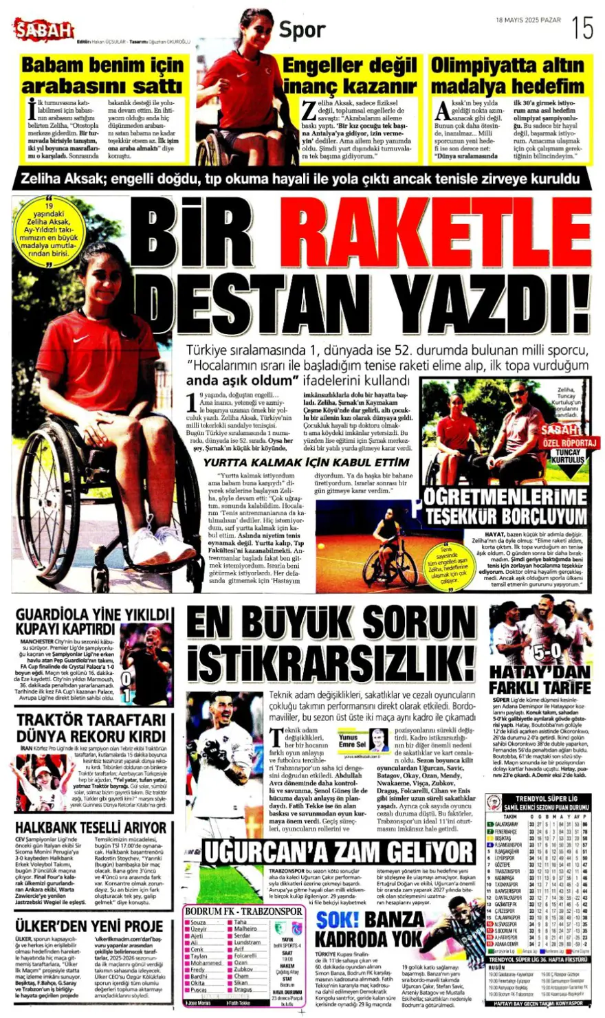 "Devler Ligi hediyesi Silva" (18 Mayıs 2025 spor manşetleri) 17 "Devler Ligi hediyesi Silva" (18 Mayıs 2025 spor manşetleri) 17