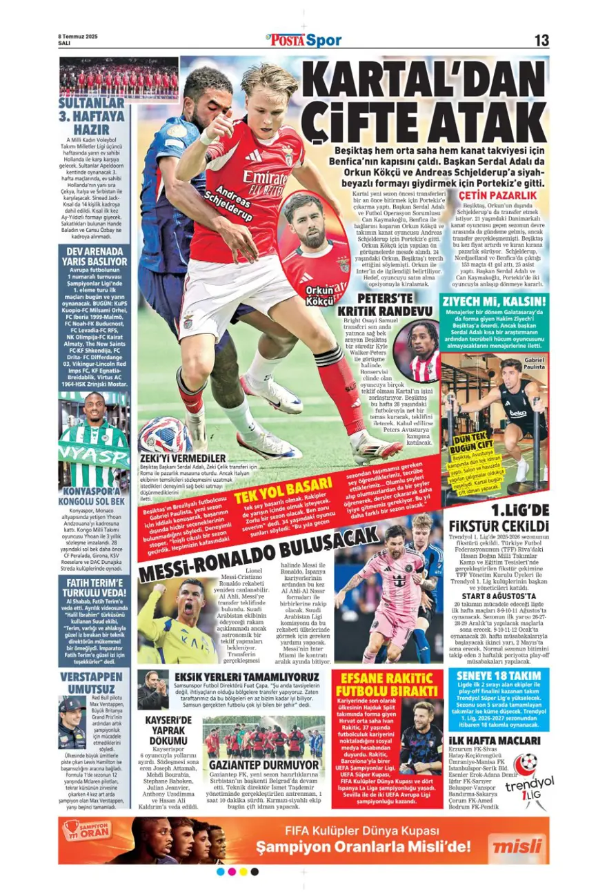 "100 milyon euro paniği" (8 Temmuz 2025 spor manşetleri) 16