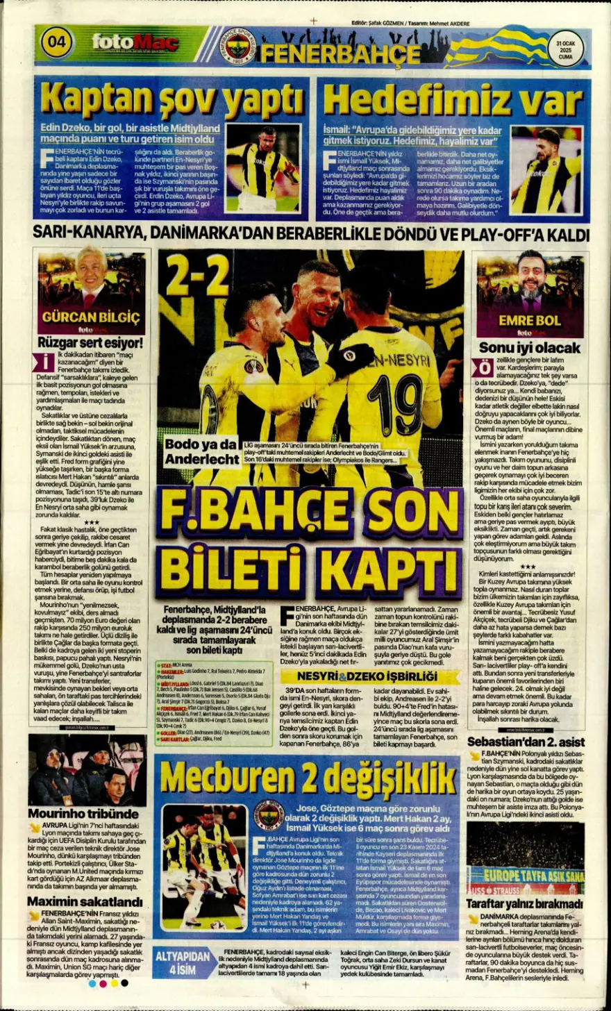 "İki play-off, bir off" (31 Ocak 2025 spor manşetleri) 3 "İki play-off, bir off" (31 Ocak 2025 spor manşetleri) 3