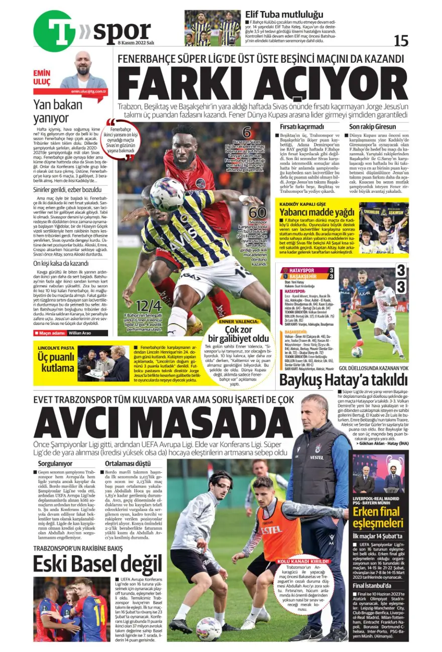 Günün spor manşetleri (8 Kasım 2022) 16