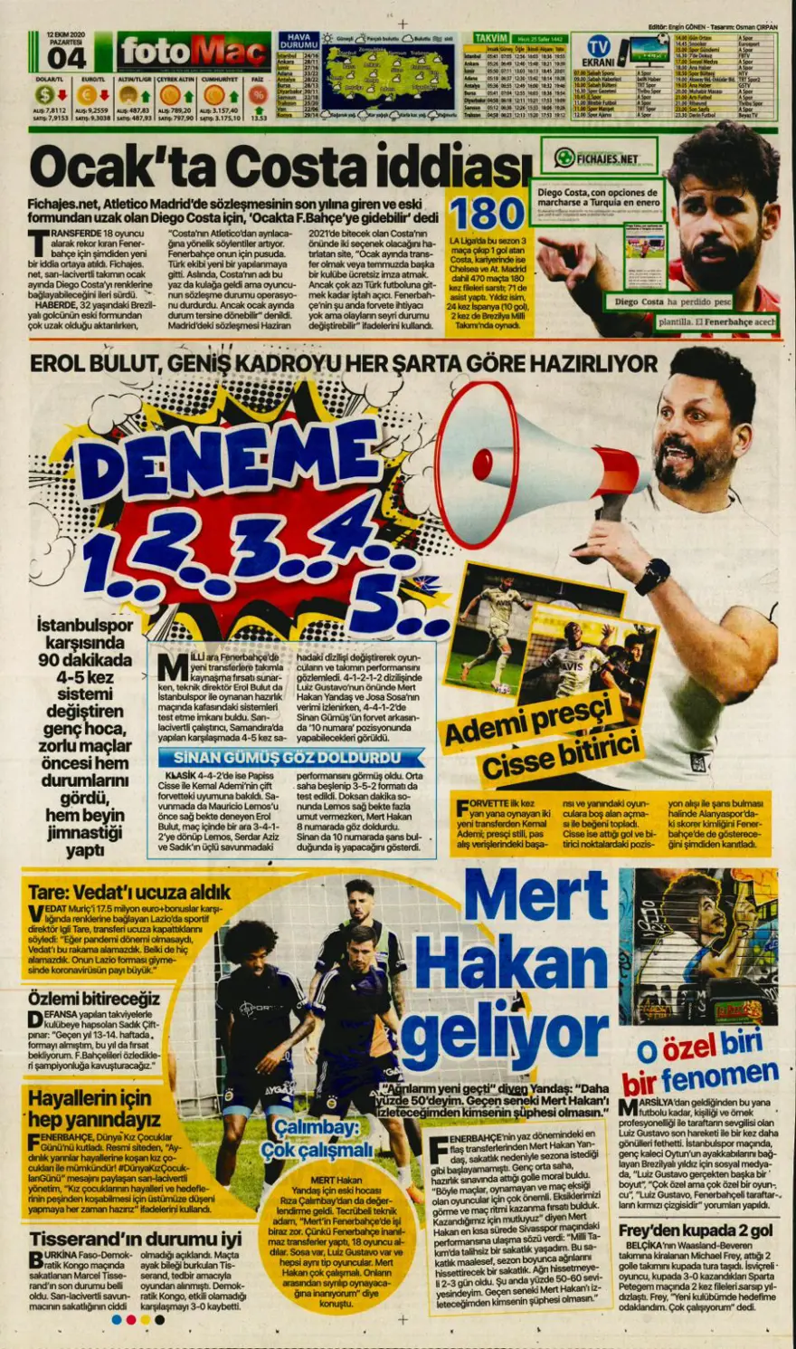 Günün spor manşetleri (12 Ekim 2020) 4
