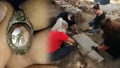 Lahit mezar bulunan bölgede 'Hermes' figürlü yüzüğe ulaşıldı