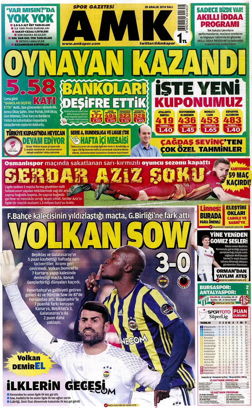 Günün gazete manşetleri - 20 Aralık 2016 17