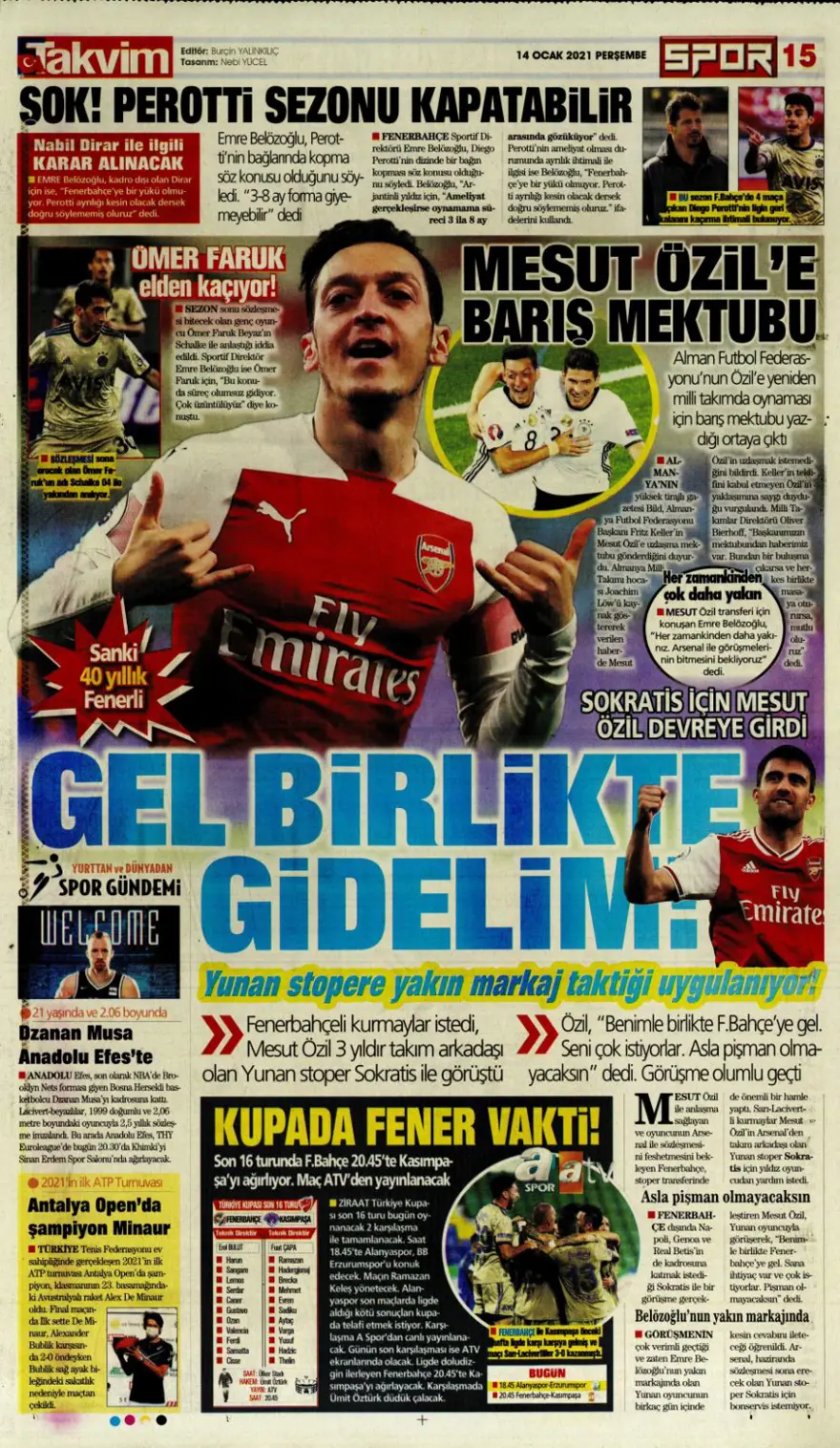 Günün spor manşetleri (14 Ocak 2021) 13
