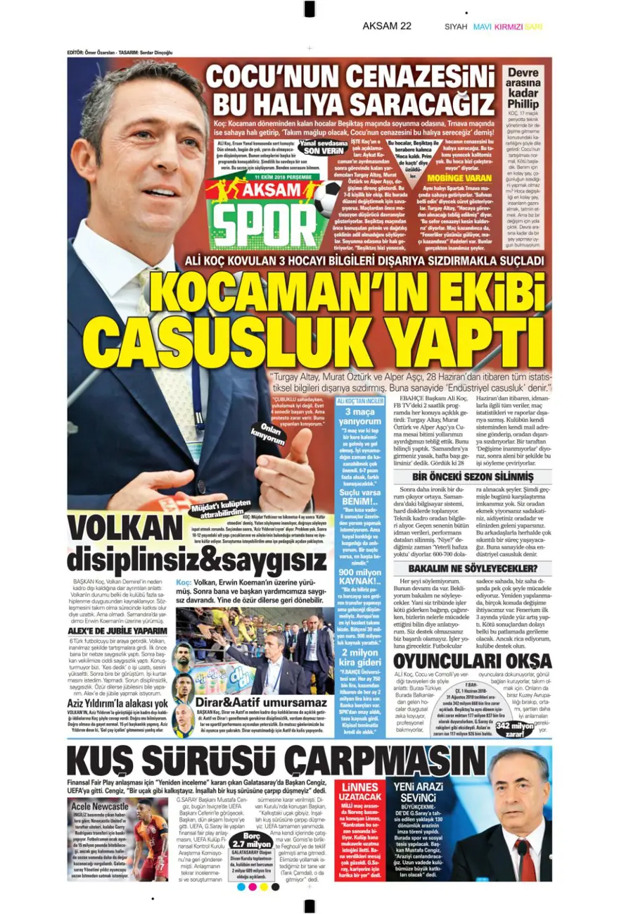 Günün spor manşetleri (11 Ekim 2018) 1