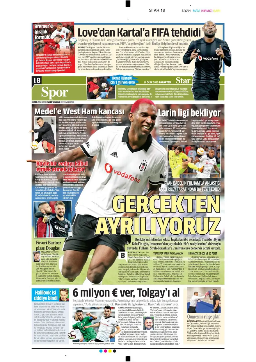 Günün spor manşetleri (14 Ocak 2019) 13