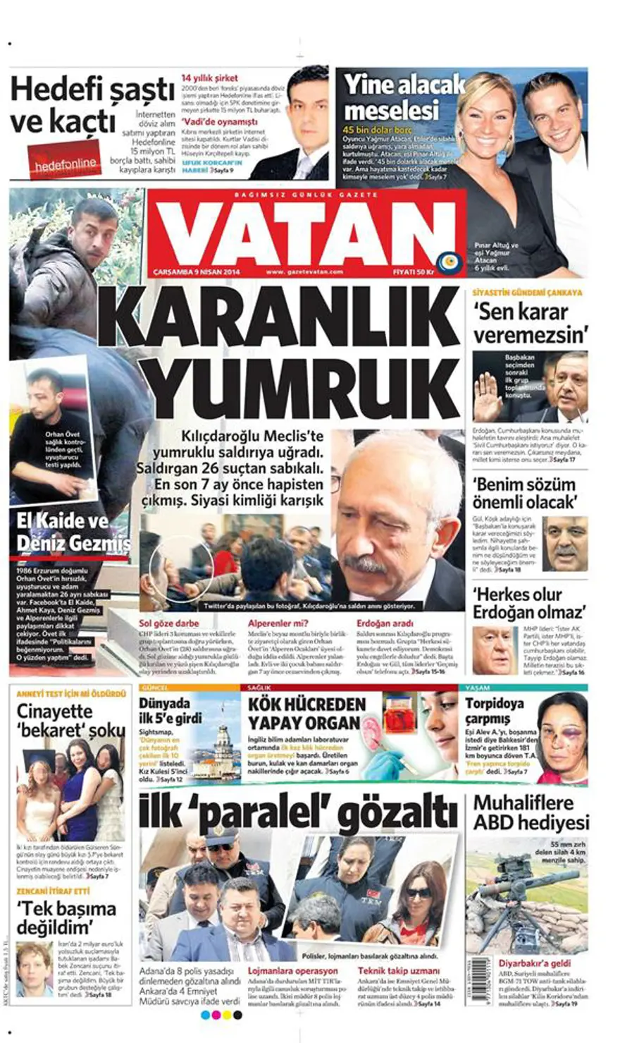 Günün gazete manşetleri - 9 Nisan 2014 16