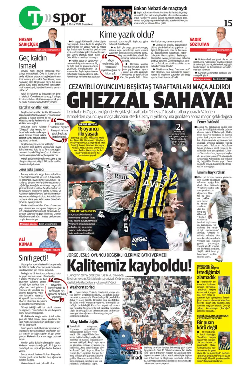 Günün spor manşetleri (3 Ekim 2022) 19