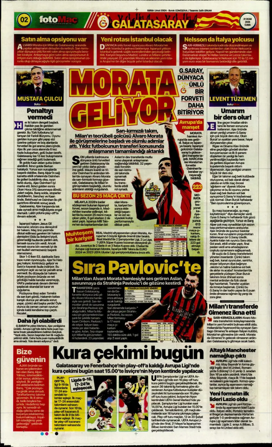 "İki play-off, bir off" (31 Ocak 2025 spor manşetleri) 1 "İki play-off, bir off" (31 Ocak 2025 spor manşetleri) 1