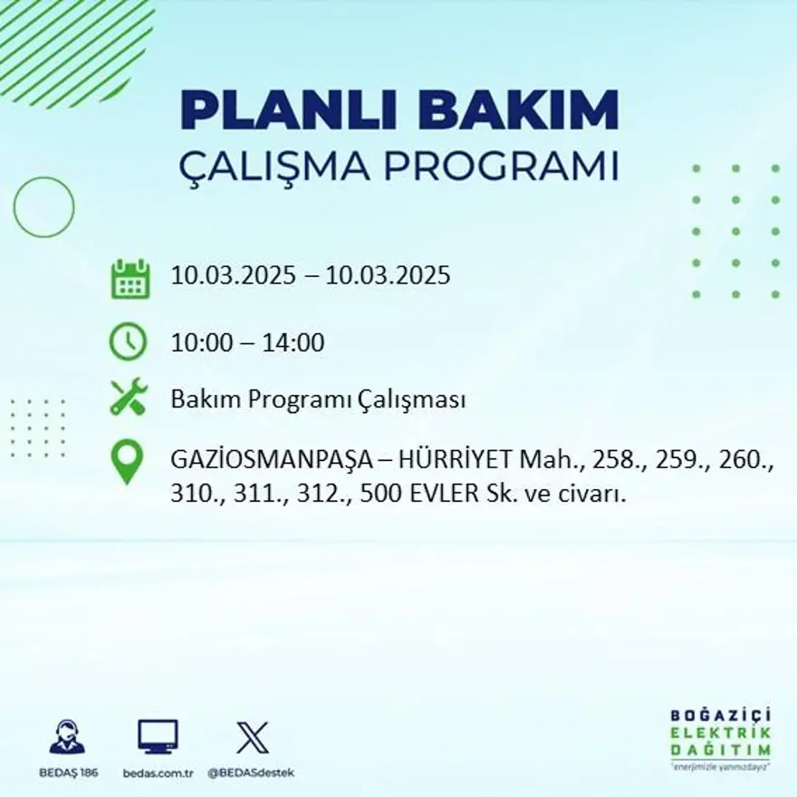 İstanbul'un 22 ilçesinde yarın elektrik kesintisi yaşanacak: Elektrikler ne zaman gelecek? (10 Mart BEDAŞ planlı kesinti programı) 47