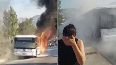 İzmir’de belediye otobüsü alev alev yandı