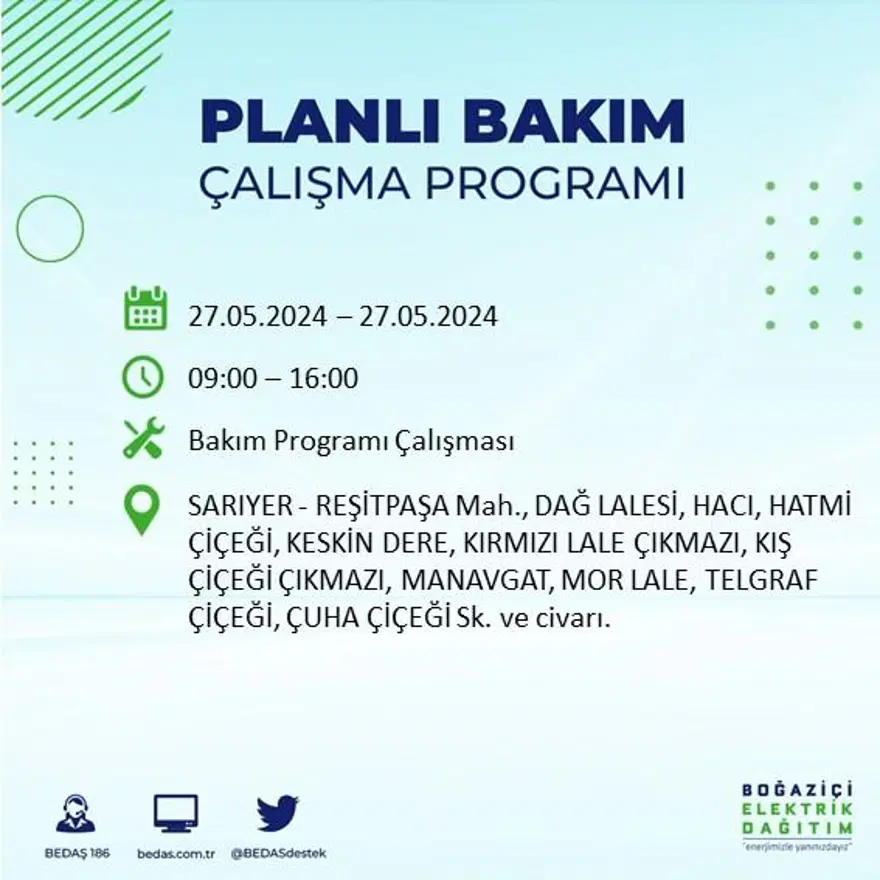 İstanbul'un 21 ilçesinde elektrik kesintisi: Elektrikler ne zaman gelecek? (27 Mayıs BEDAŞ kesinti programı) 41