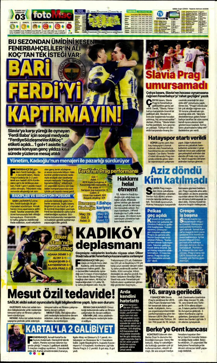 Günün spor manşetleri (19 Şubat 2022) 5