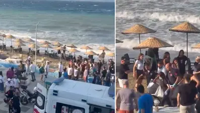 Plajda panik anları: Bir anda suda çırpınmaya başladı