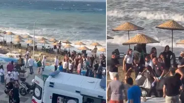 Plajda panik anları: Bir anda suda çırpınmaya başladı