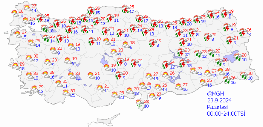23 EYLÜL PAZARTESİ HAVA DURUMU NASIL? 13