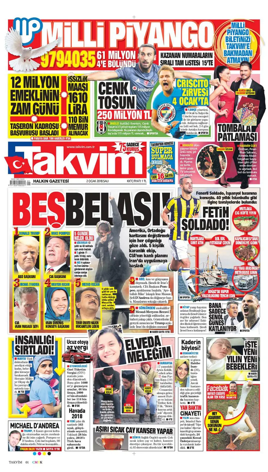 Günün gazete manşetleri - 2 Ocak 2018 7