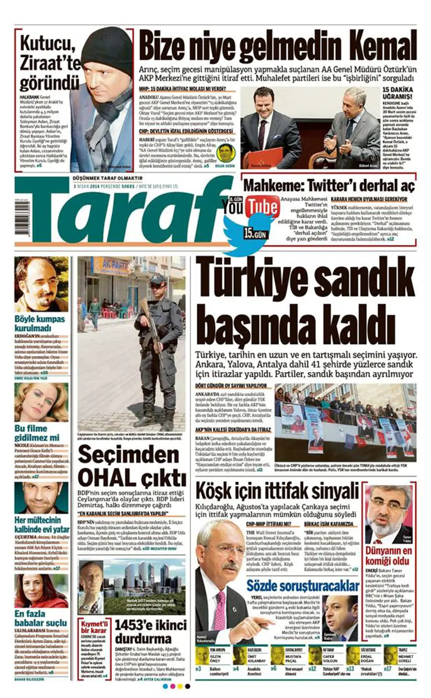Günün gazete manşetleri - 3 Nisan 2014 8