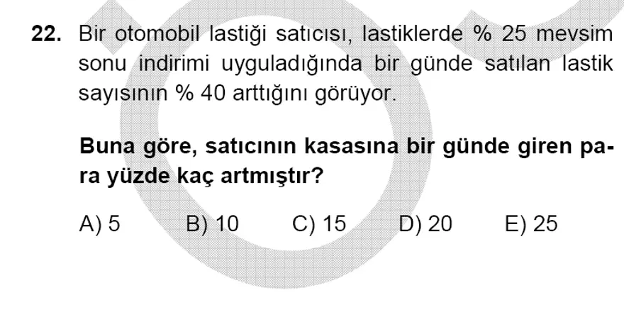 YGS Matematik soruları ve yanıtları 21