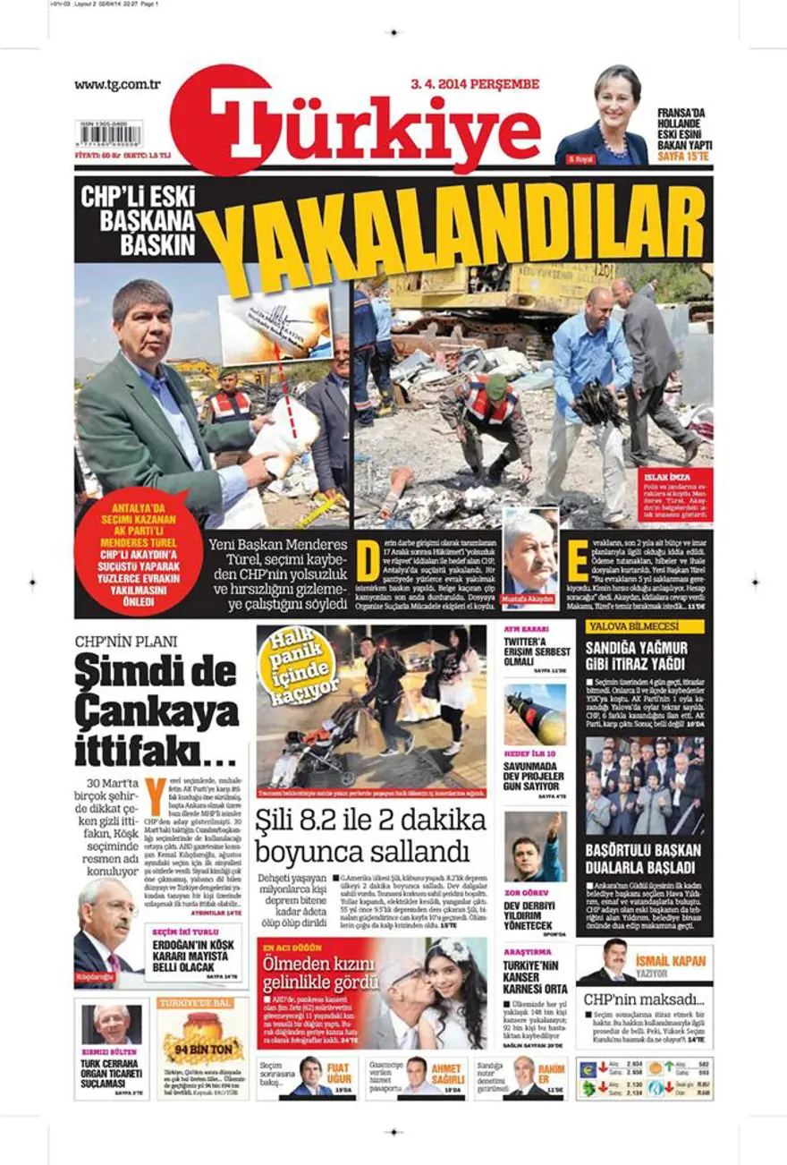 Günün gazete manşetleri - 3 Nisan 2014 18