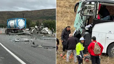 Sivas'ta yolcu otobüsü ile TIR çarpıştı: Çok sayıda yaralı var