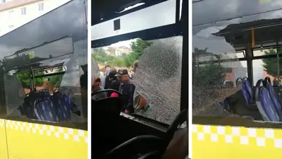 Pendik’te İETT otobüsünün camı patladı, yolcular ortada kaldı