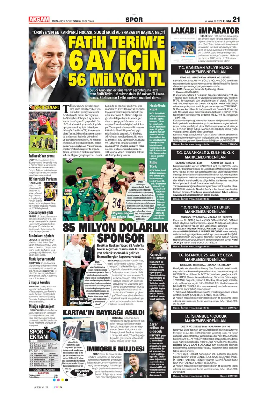 "Mourinho'dan Rashford'a davet" (27 Aralık 2024 spor manşetleri) 15