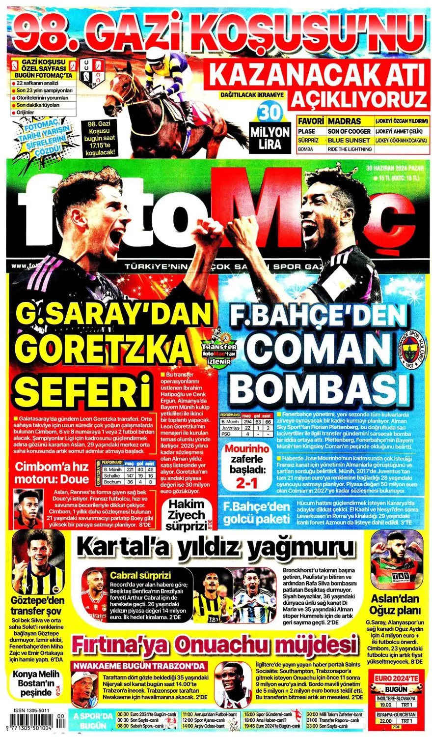 "Avusturya'ya farklı 11" (30 Haziran 2024 spor manşetleri) 9