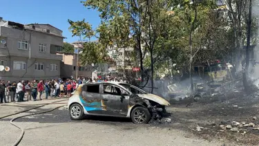 Gecekondudaki yangın arabayı yaktı