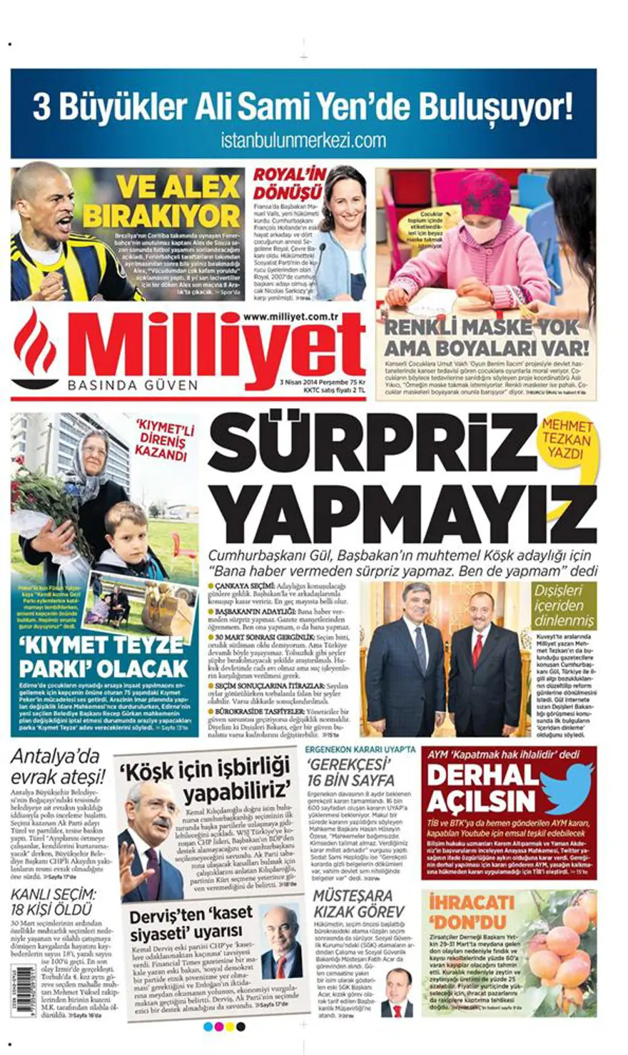 Günün gazete manşetleri - 3 Nisan 2014 3