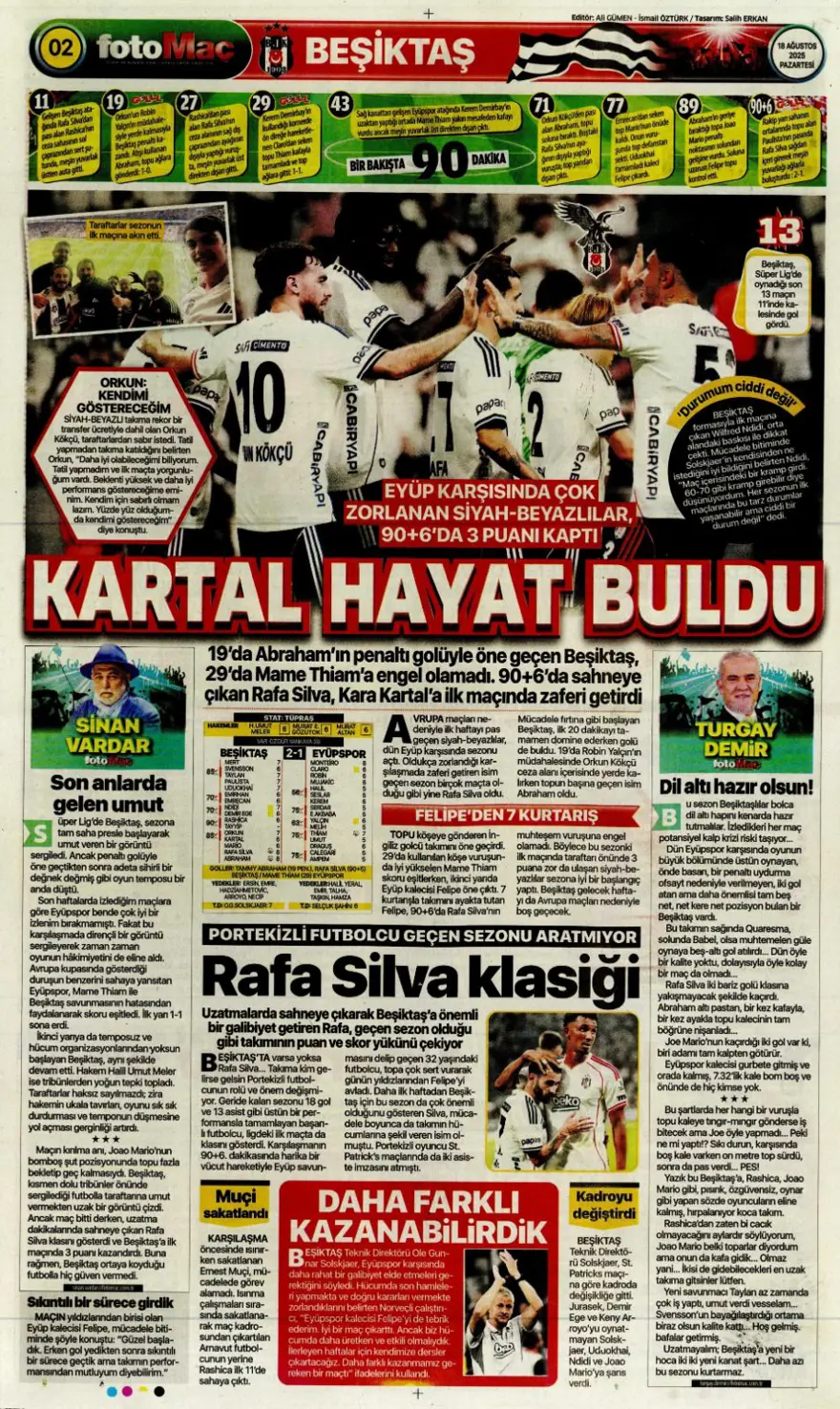 "Coşkudan kaosa" (18 Ağustos spor manşetleri) 4 "Coşkudan kaosa" (18 Ağustos spor manşetleri) 4