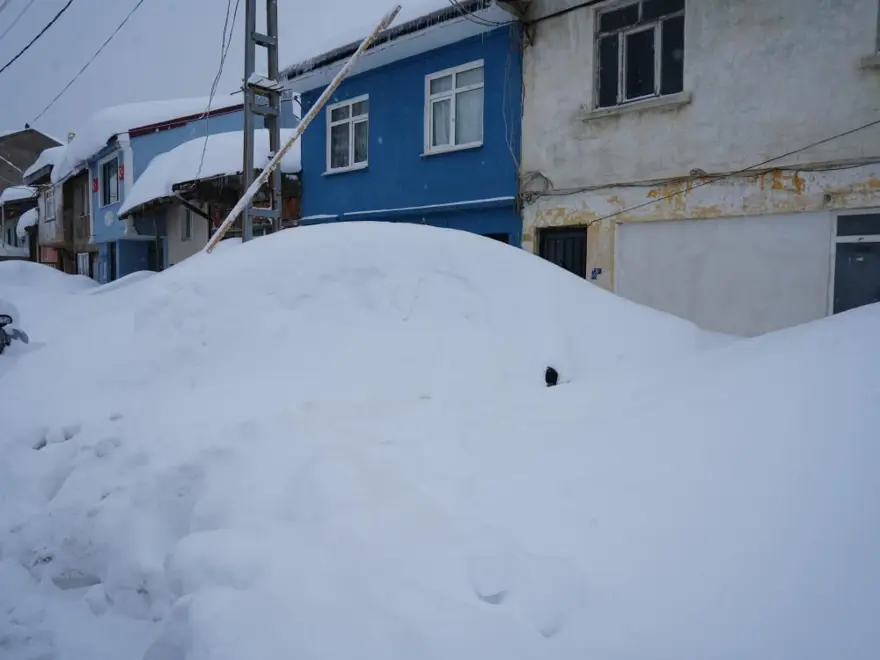 10 gündür aralıksız yağan kar, hayatı durdurdu: Otomobiller kar altında kayboldu 1