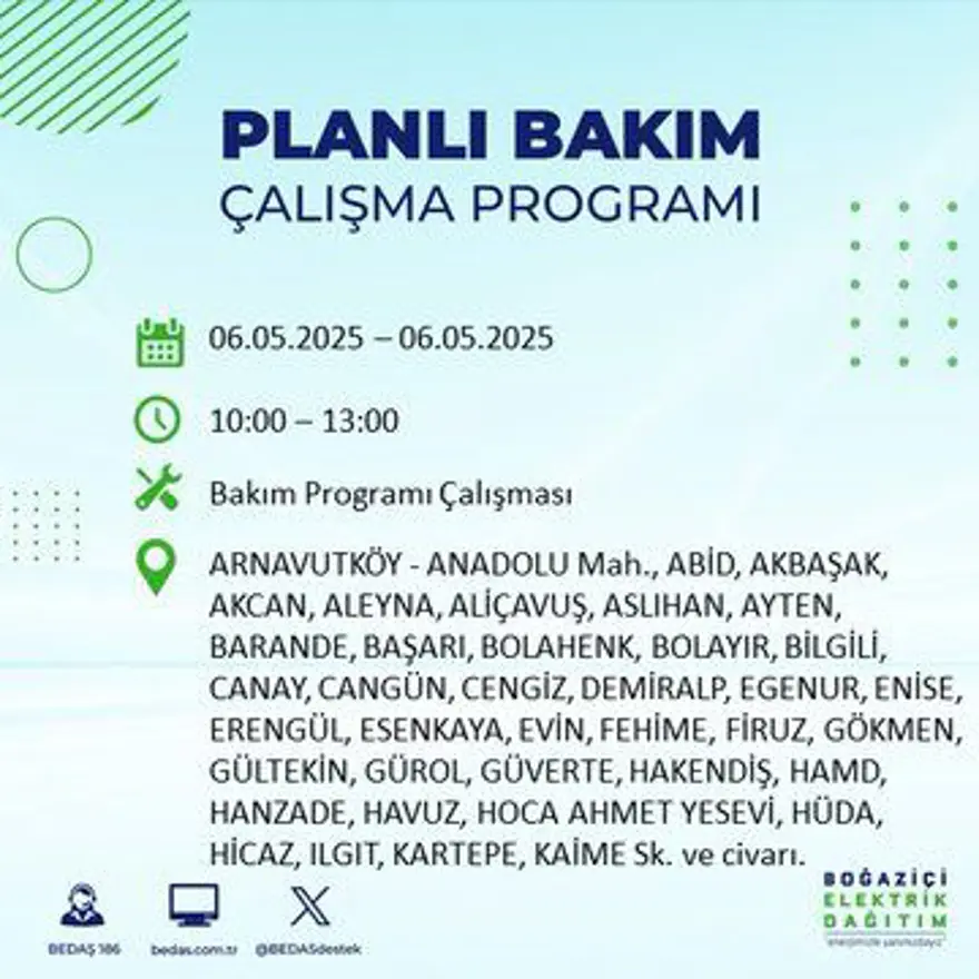 İstanbul'un 20 ilçesinde elektrik kesintisi: Elektrikler ne zaman gelecek? 6