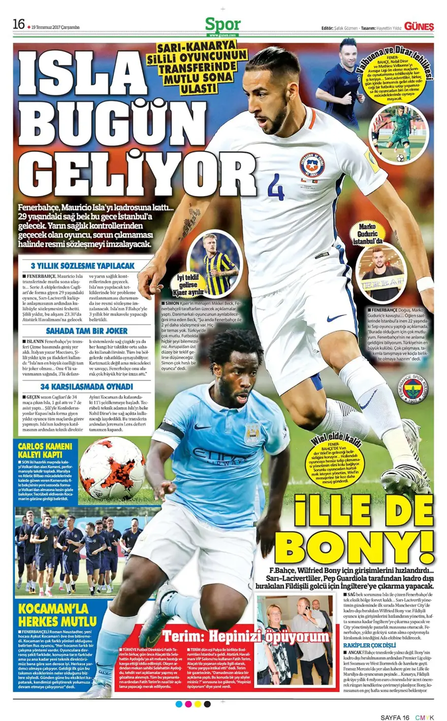 Günün spor gazeteleri (Transfer haberleri - 19 Temmuz 2017) 13