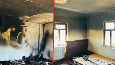 Siirt'te sobadan çıkan kıvılcımlar evi küle çevirdi