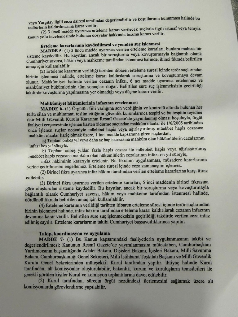 Süreç yasası teklifi tamamlandı. İşte madde madde kanun teklifi ve gerekçelerinin tam metni 1