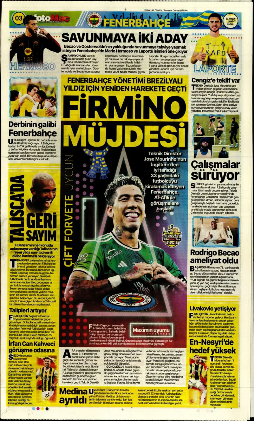 "Galatasaray'dan dünya yıldızı operasyonu" (29 Aralık 2024 spor manşetleri) 3
