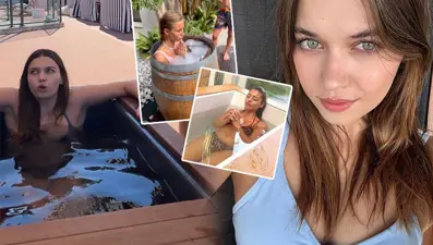 Afra Saraçoğlu da akıma uydu! Buz gibi suya girdi