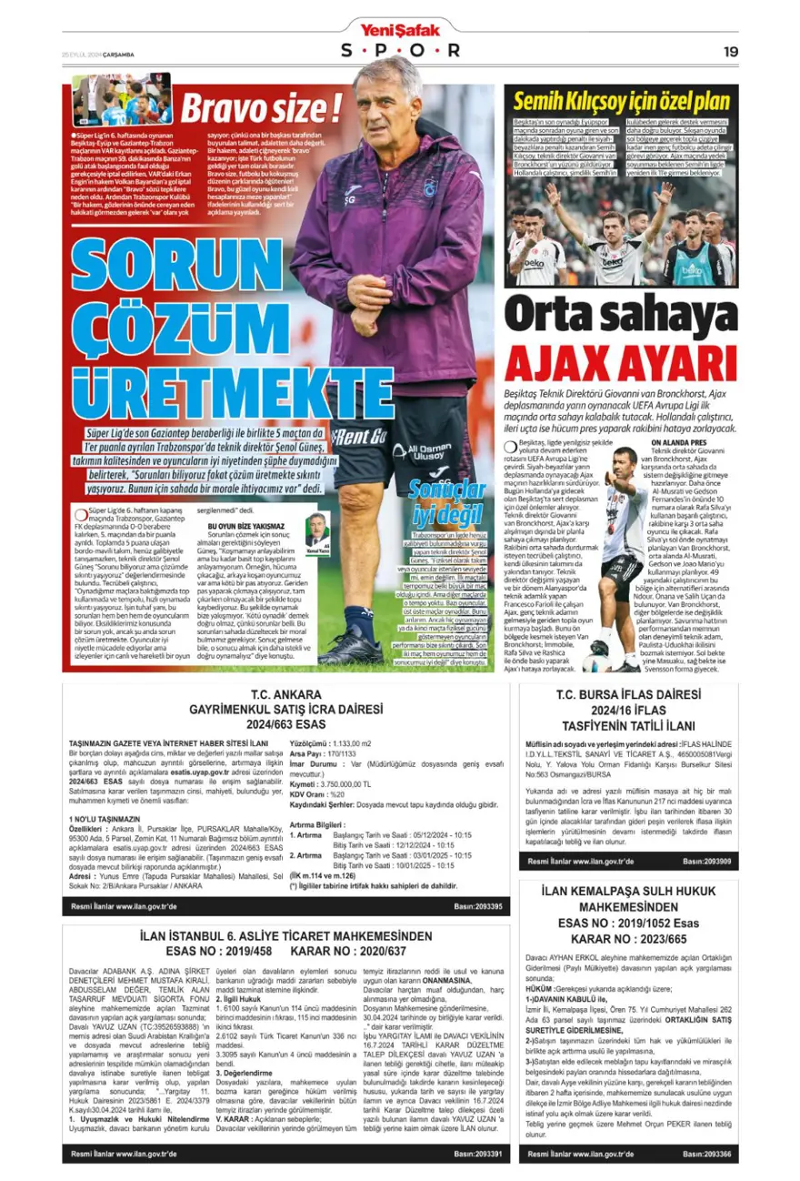 "Aslan için av vakti" (25 Eylül 2024 spor manşetleri) 15