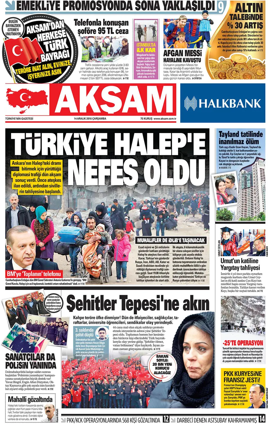 Günün gazete manşetleri - 14 Aralık 2016 13