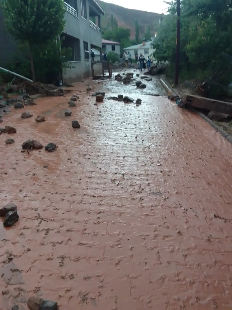 Kars'ta sağanak sele dönüştü: Dev kayalar yolları kapattı 1