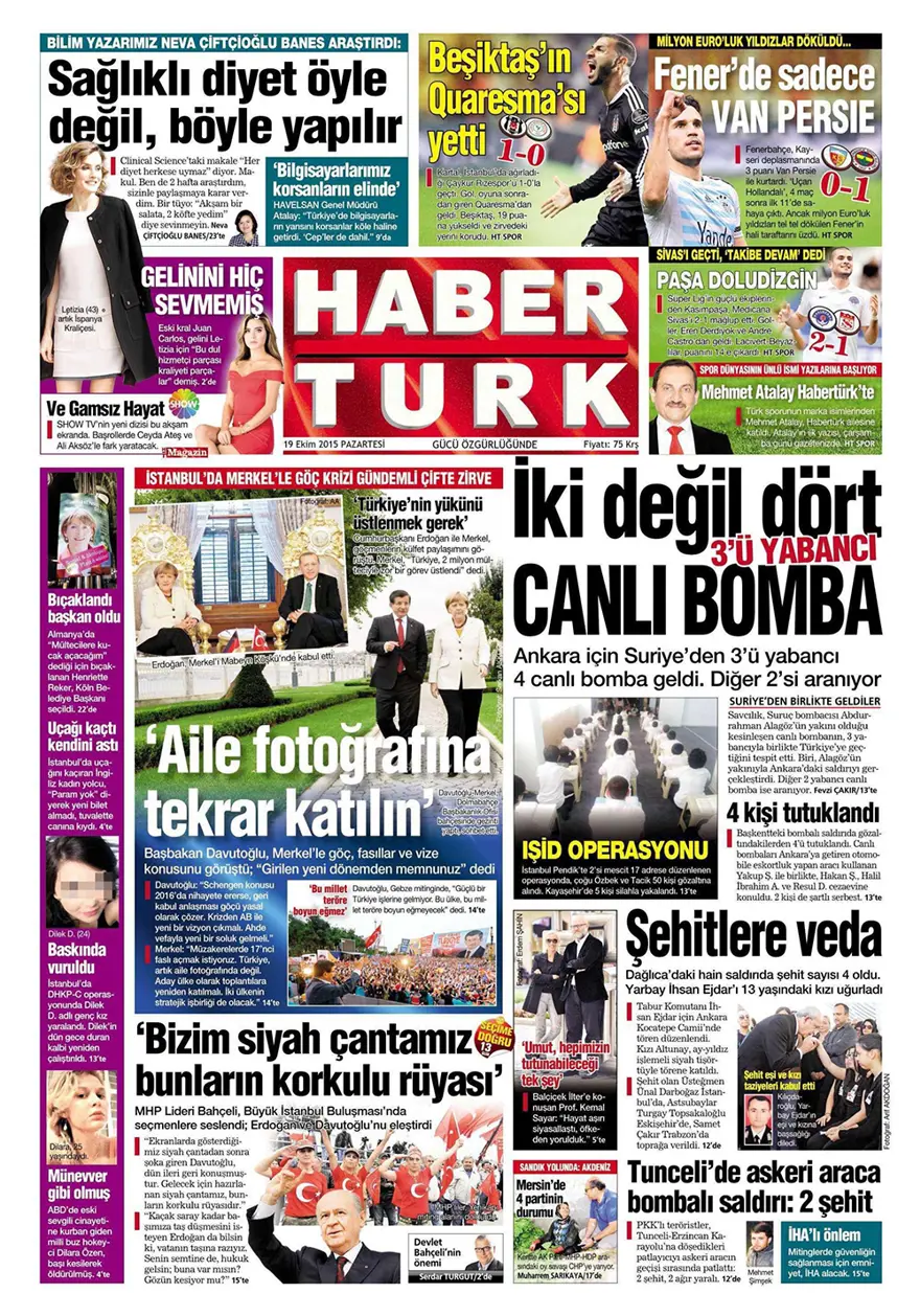 Günün gazete manşetleri - 19 Ekim 2015 3