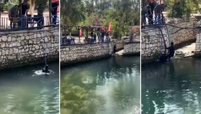 Polisi görünce dereye atladı, boğulma tehlikesi geçirdi