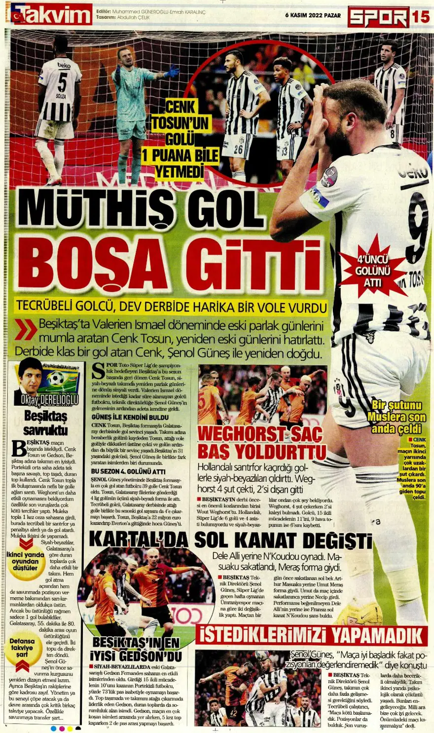 Günün spor manşetleri (6 Kasım 2022) 14