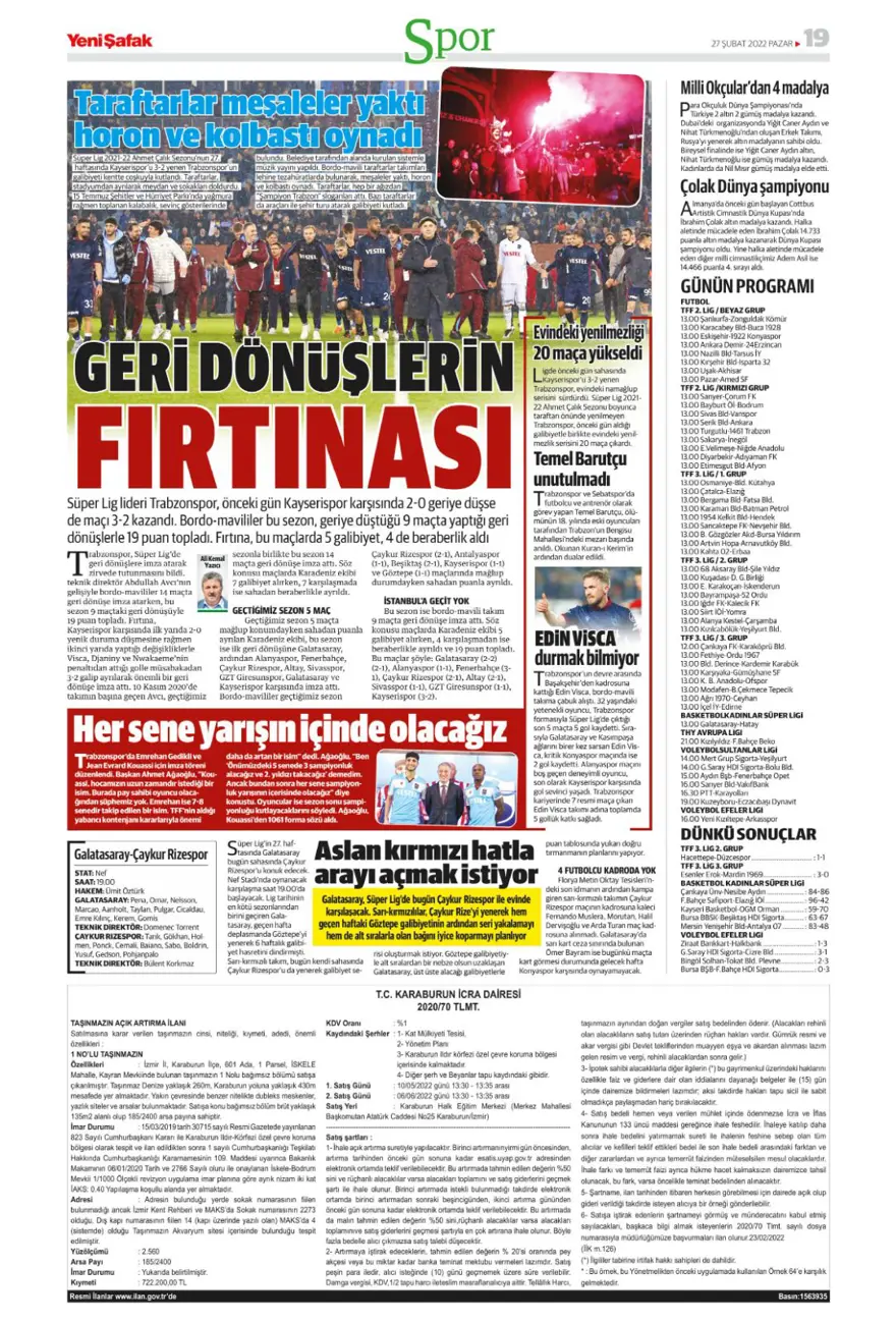 Günün spor manşetleri (27 Şubat 2022) 28