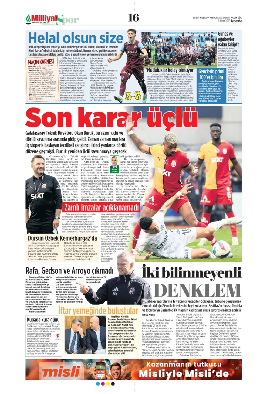 "Kadıköy'de bu işi bitirelim" (6 Mart 2025 spor manşetleri) 17