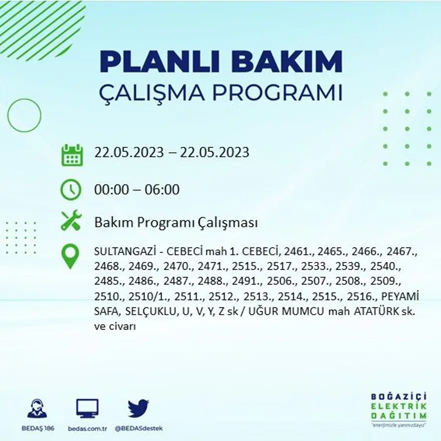 İstanbul'un 22 ilçesinde elektrik kesintisi: Elektrikler ne zaman gelecek? (22 Mayıs BEDAŞ planlı elektrik kesintisi) 52