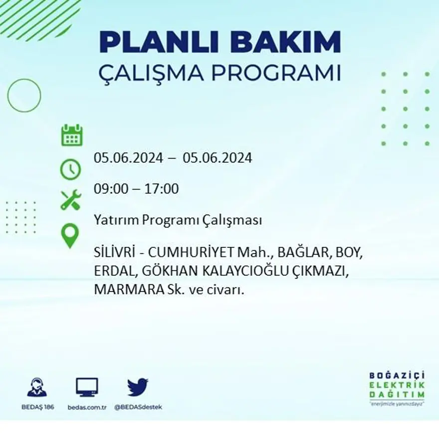 İstanbul'un 19 ilçesinde elektrik kesintisi: Elektrikler ne zaman gelecek? (5 Haziran BEDAŞ kesinti programı) 55 İstanbul'un 19 ilçesinde elektrik kesintisi: Elektrikler ne zaman gelecek? (5 Haziran BEDAŞ kesinti programı) 55